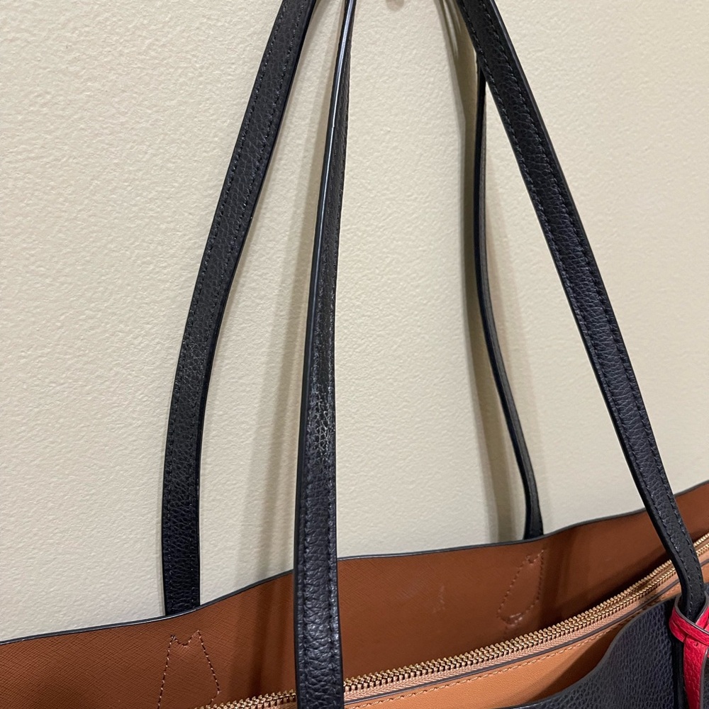Tory Burch Perry Black Tote Bag with Red Accent - Picture 11 of 12